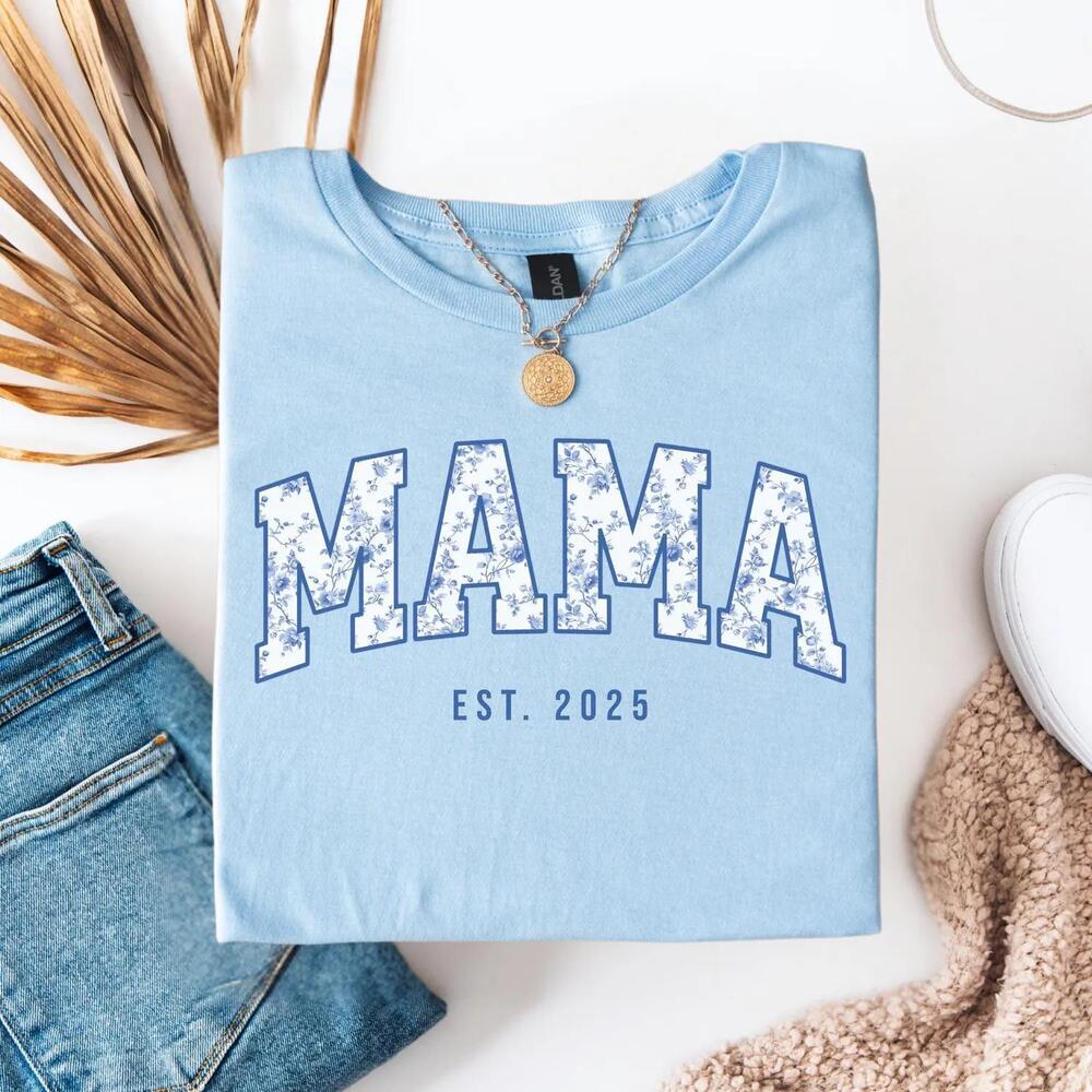 Custom Toile De Jouy Mama Est Year Shirt, Mothers Day  t-shirt